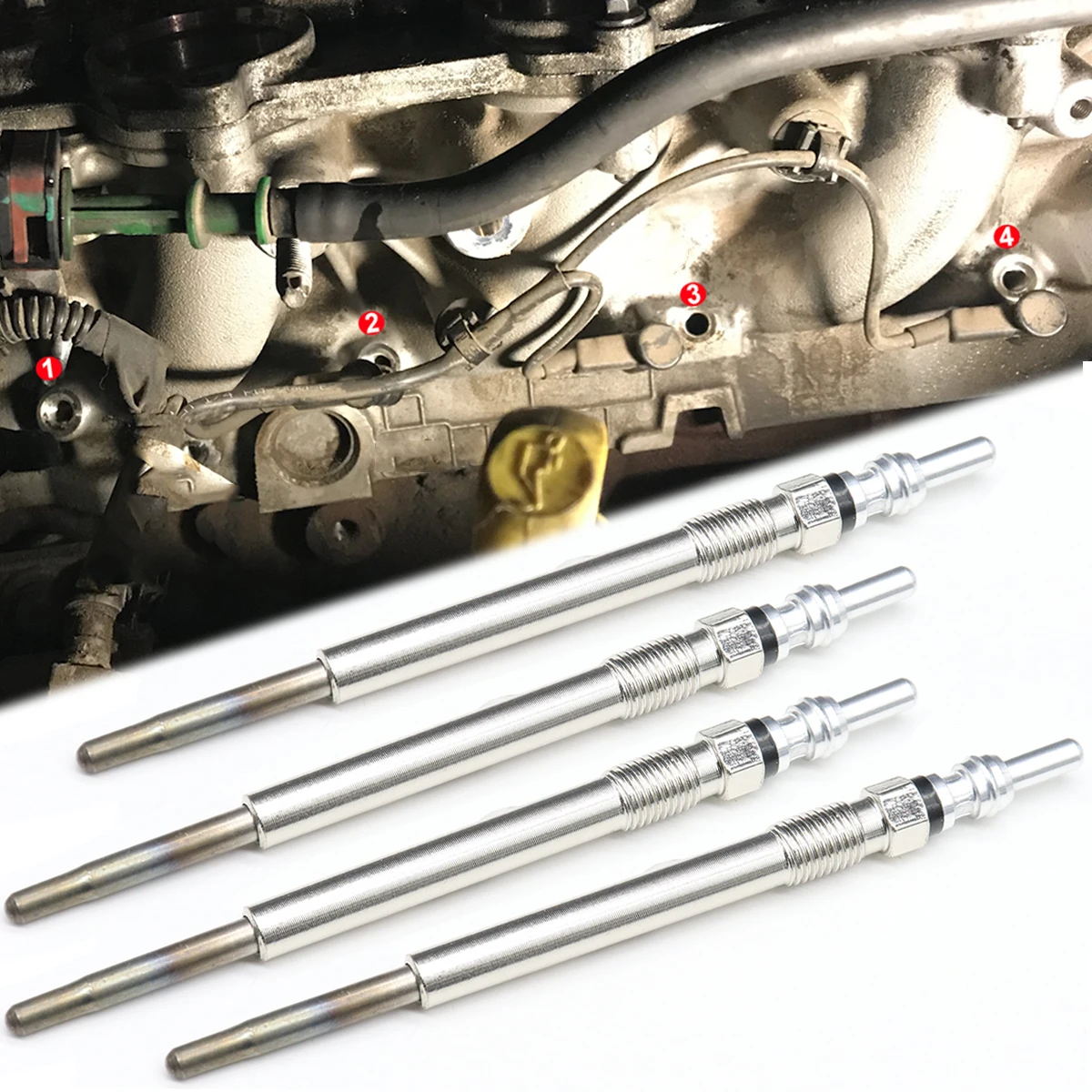 

4PCS For Ford B-Max JK C-Max DM DX Ecosport Focus C-Max DM Galaxy WA6 Diesel Heater Nickel Plating Glow Plugs 5V 1682276 1703269
