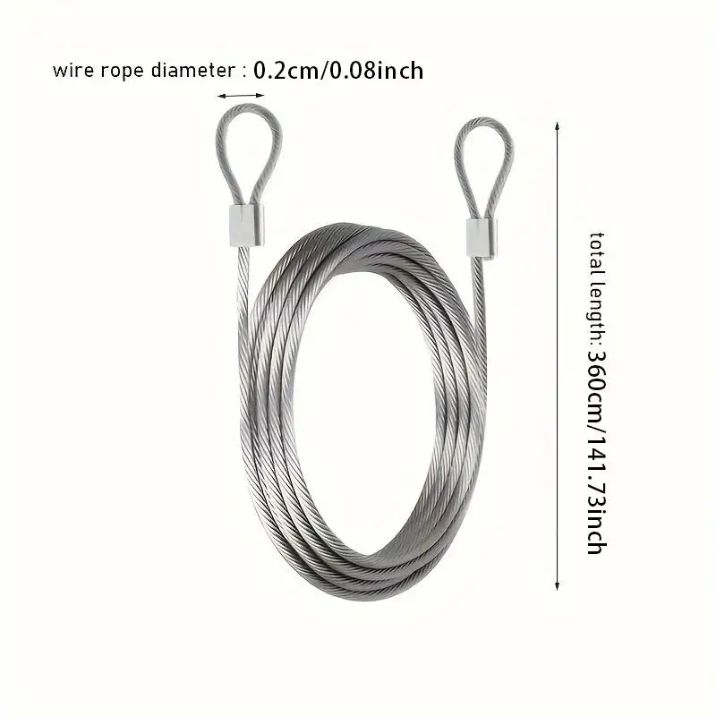 0.2cm Dia Stainless Steel Wire Rope The Two Ends Of The Aluminum Ferrule Have Been Compacted Double Clip Latch