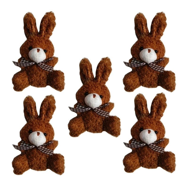 Plush Rabbit KeyChain Ornament Little Rabbit with Hanging-Hook for Bag Purse Backpack Stuffed Keyring 5PCS A2UB