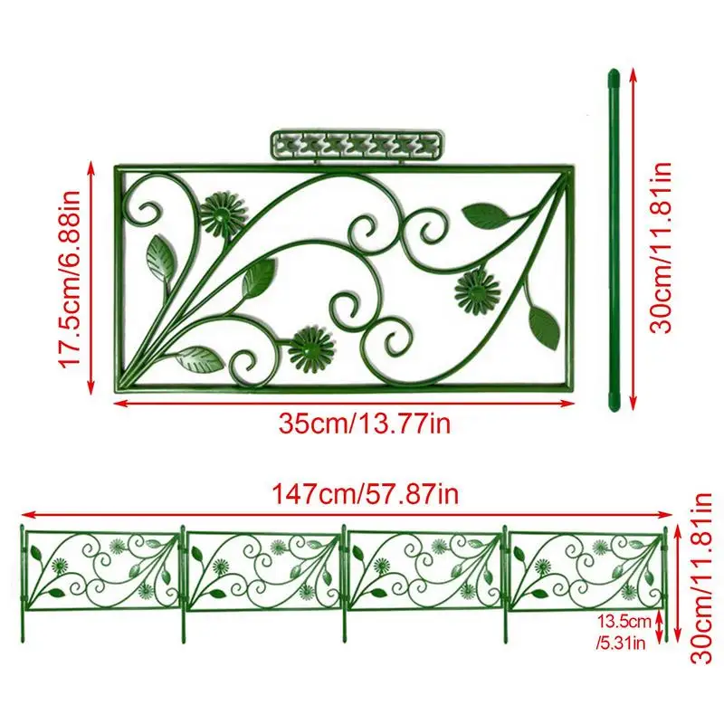 4/6pcs Garden Fence Border Decorative Outdoor Landscape Wire Border Edging Fence Folding Patio Flower Bed Fencing Barrier