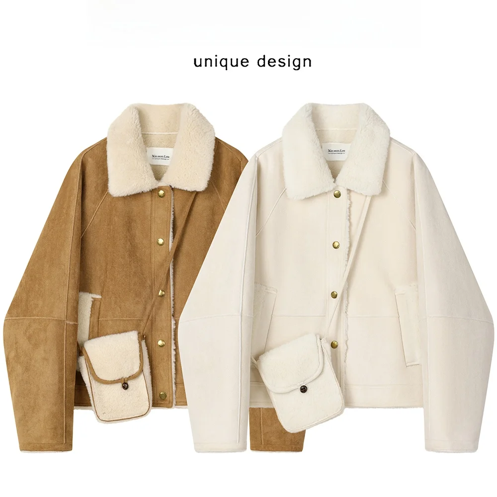 

Faionable ort Fur And Leather Inteated Coat with Fce Inner Korean Sle Commute Xinmon Premium Autumn Winter ...