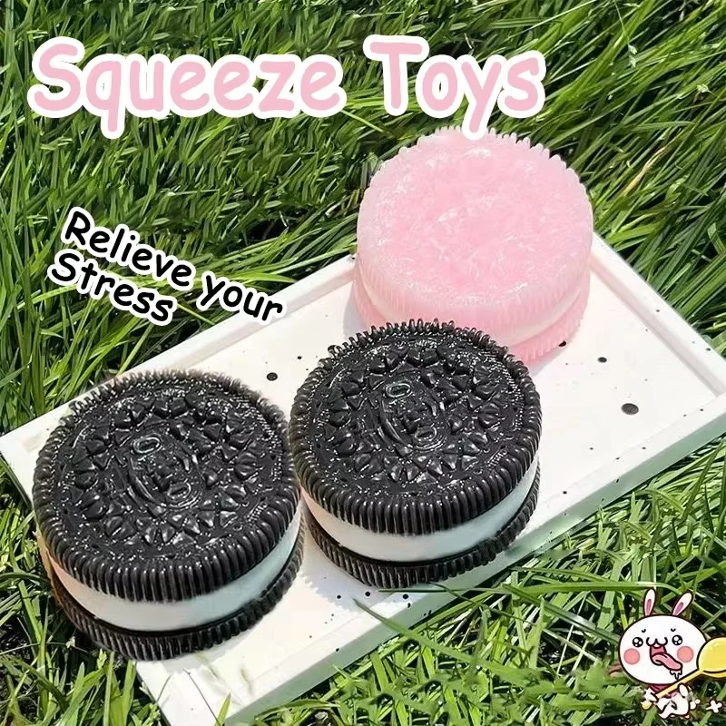 Handmade Silicone for Big Oreo Stress Relief Squishy Toy Mochi Taba Squishy New Fidget Toy Biscuit Pinching Toy Children's Gift