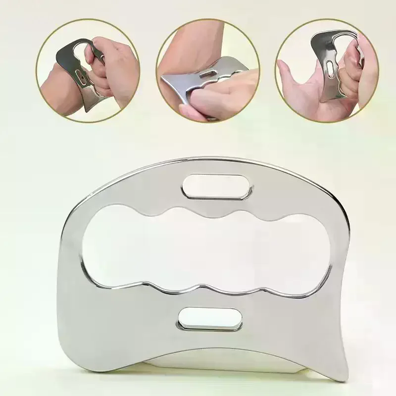 Steel Fascia Gua Sha Board,Facial Beauty Full Body Meridian Relaxation Tool,Portable Manual Massage Wellness Tool Stainless