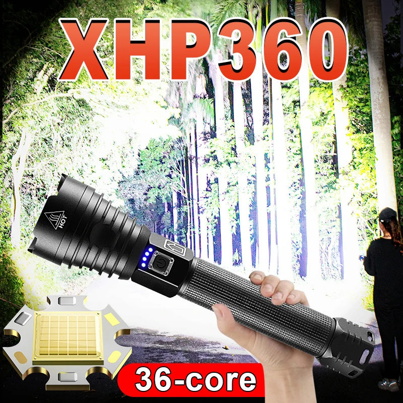 XHP360 Led Flashlight 18650 Rechargeable Torch Usb Powerful Tactical Flash Light Zoomable Hunting Lantern Waterproof Hand Lamp