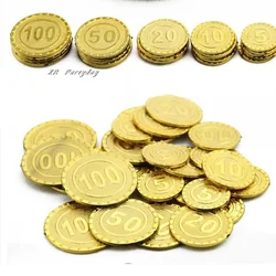 20pcs Plastic Gold Treasure Coin Captain Pirate Props Kids Game Cosplay Toy  Birthday Party Favors Gift Halloween Festival
