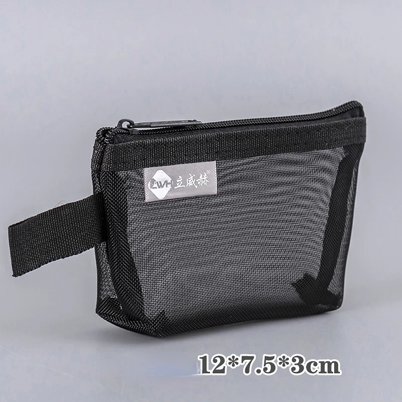 Transparent Nylon Mesh Coin ID Credit Cards Bag Keys Earphone Charge Cable Storage Bag Organizer Mini Stationery Bags Wallet