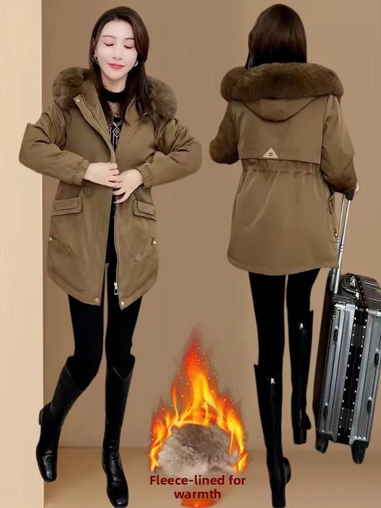 

Trendy Oversized Fce Lined Thi Winter Jaet Women's Outerwear Warm Cozy Korean Sle Commute Faion Online Exclusive