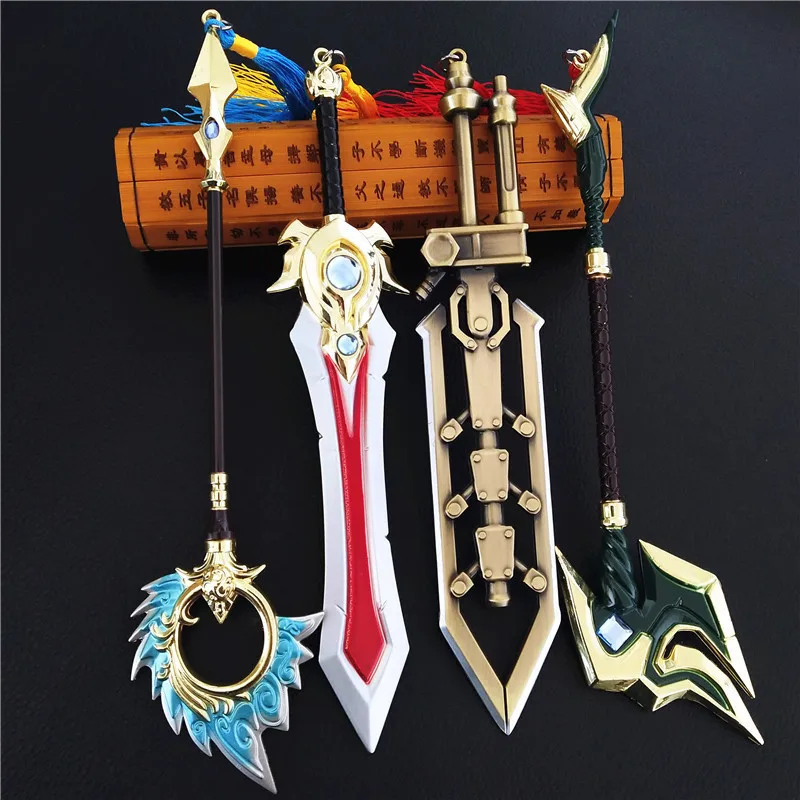 

22CM Game Garen Nasus Nami Character Weapon Key Chains League of Legends Fashion Jewelry Premium Cool Accessories Peripherals