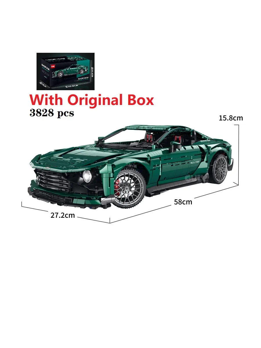 Großer Ausverkauf mit Box Stressabbau-Spielzeug MOC Britischer Supersportwagen Bausteine 3828 Teile Rennwagen-Modellbausatz Weihnachtsgeschenkset