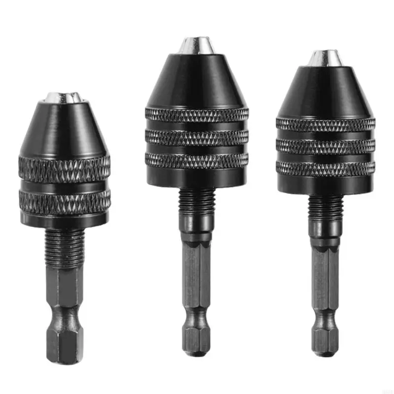 Hexagonal Shank Three Jaw Chucks For Quick Drill Bit Enhancing Work Speed 3 Pack M68E