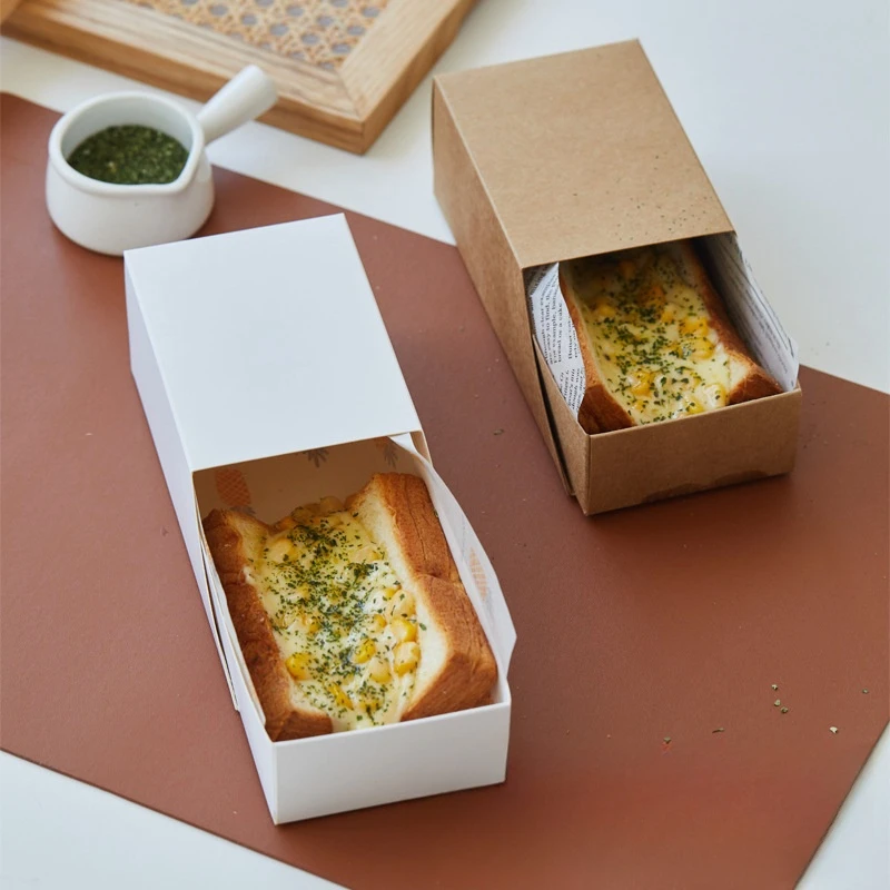 Drawer Style Bread Box Pastry Tray Toast Packaging Boxes Breakfast Disposable Sliding Box