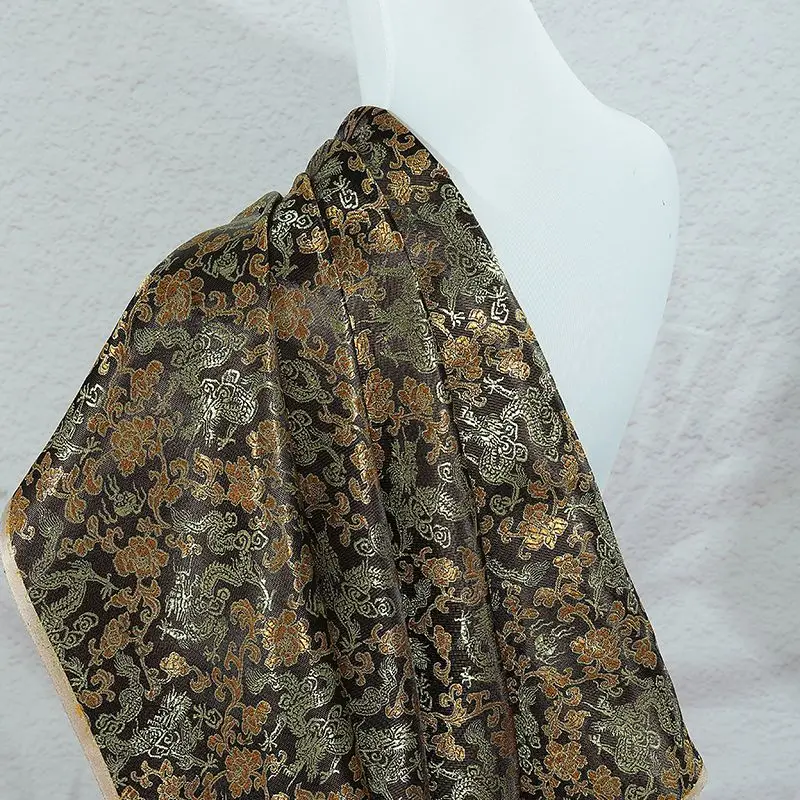 Dragon Pattern Brocade Jacquard Fabric By Meters for Clothes Decoration Costumes Handicraft Diy Sewing Needlework Cloth Green
