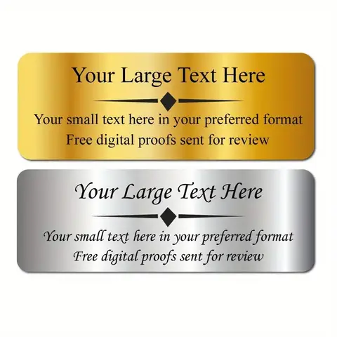 Plaque de texte avec Logo gravé gratuit, 7.5x2.5CM, Badge personnalisé, broche, ruban adhésif Double face, aimant d'identification, porte murale, boîte aux lettres, étiquette nominative