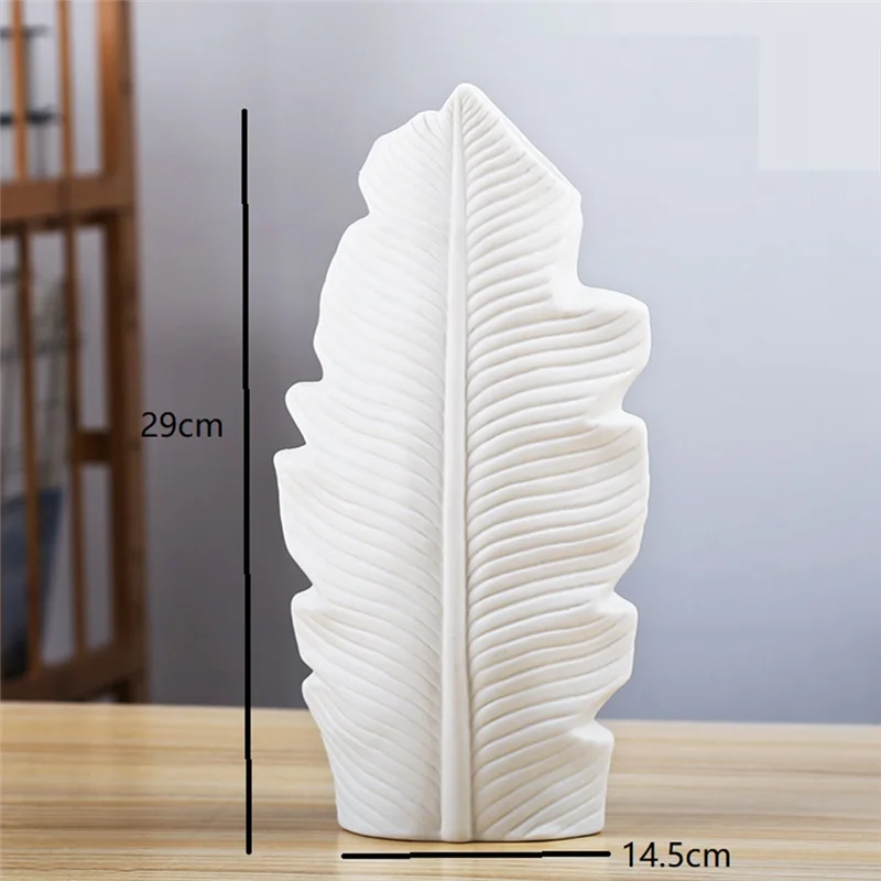Y42A-1 قطعة مزهرية ريشة ورقة شكل اناء للزهور شرفة مكتب زخرفة الأبيض غرفة نوم غرفة المعيشة سطح المكتب ديكور المنزل