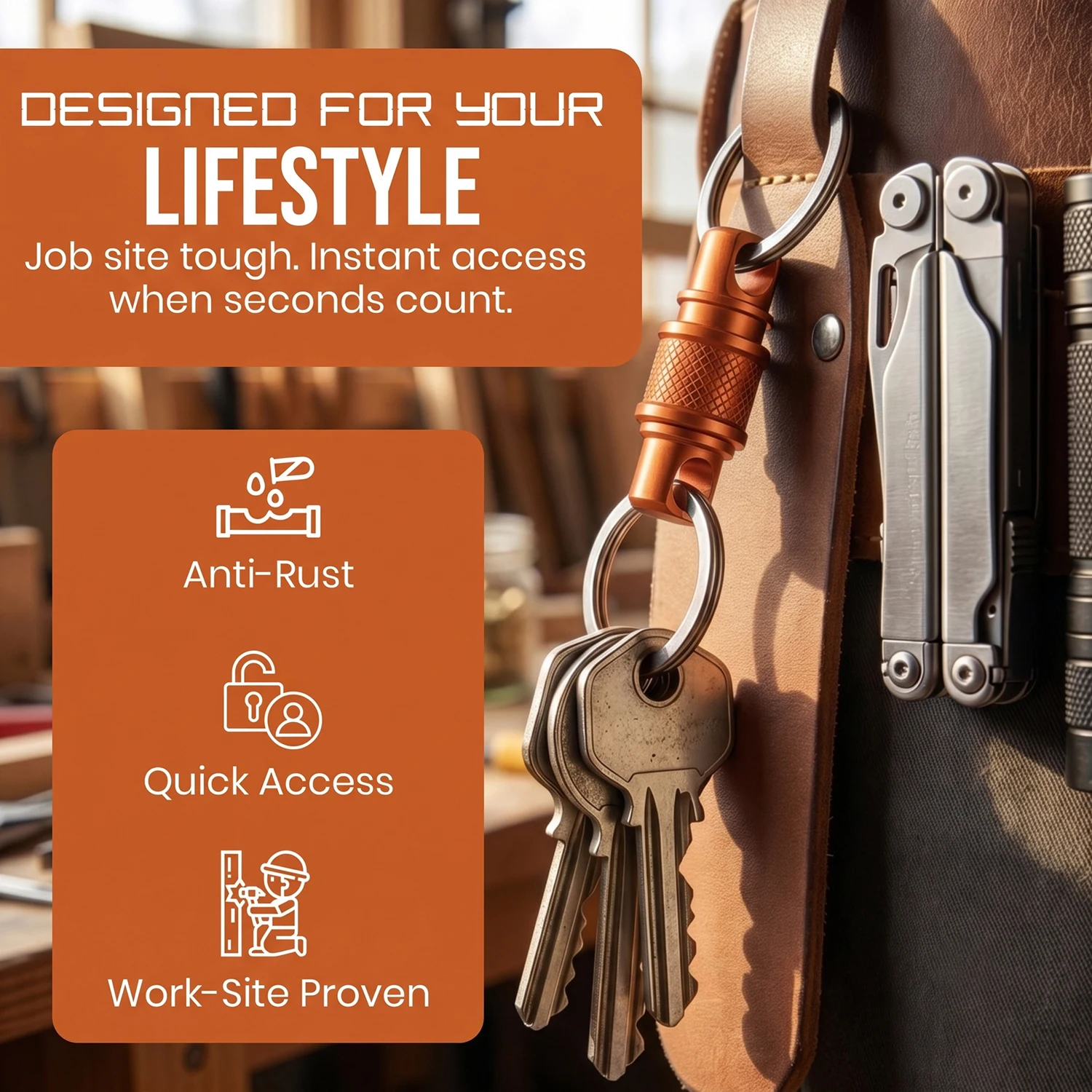 Double Headed Quick Release Keychain 360° Rotation Retractable Clip Pull Apart Buckle Aluminum Alloy Compact Keys Fob EDC Tool