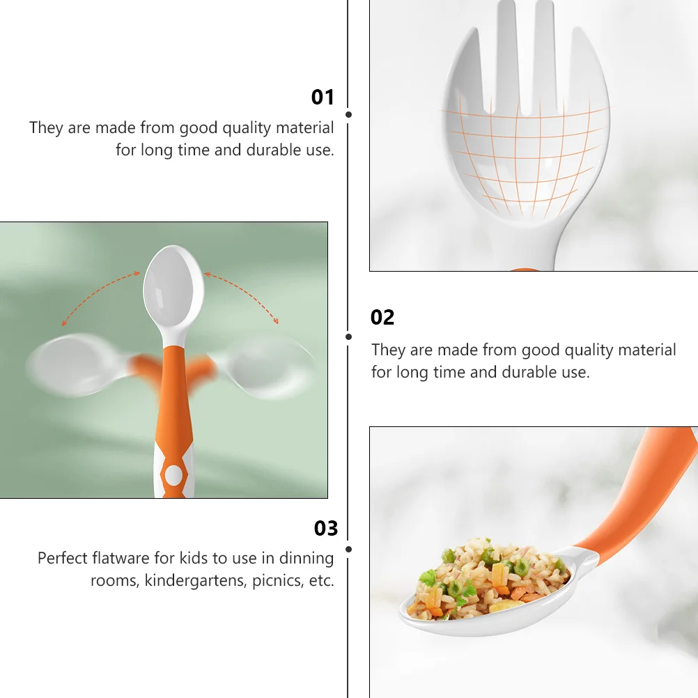 

1Set Baby Spoon Fork Feeding Utensils Set Orange Toddler Baby First Stage Tableware Infant Flatware Babys First Eating Supplies
