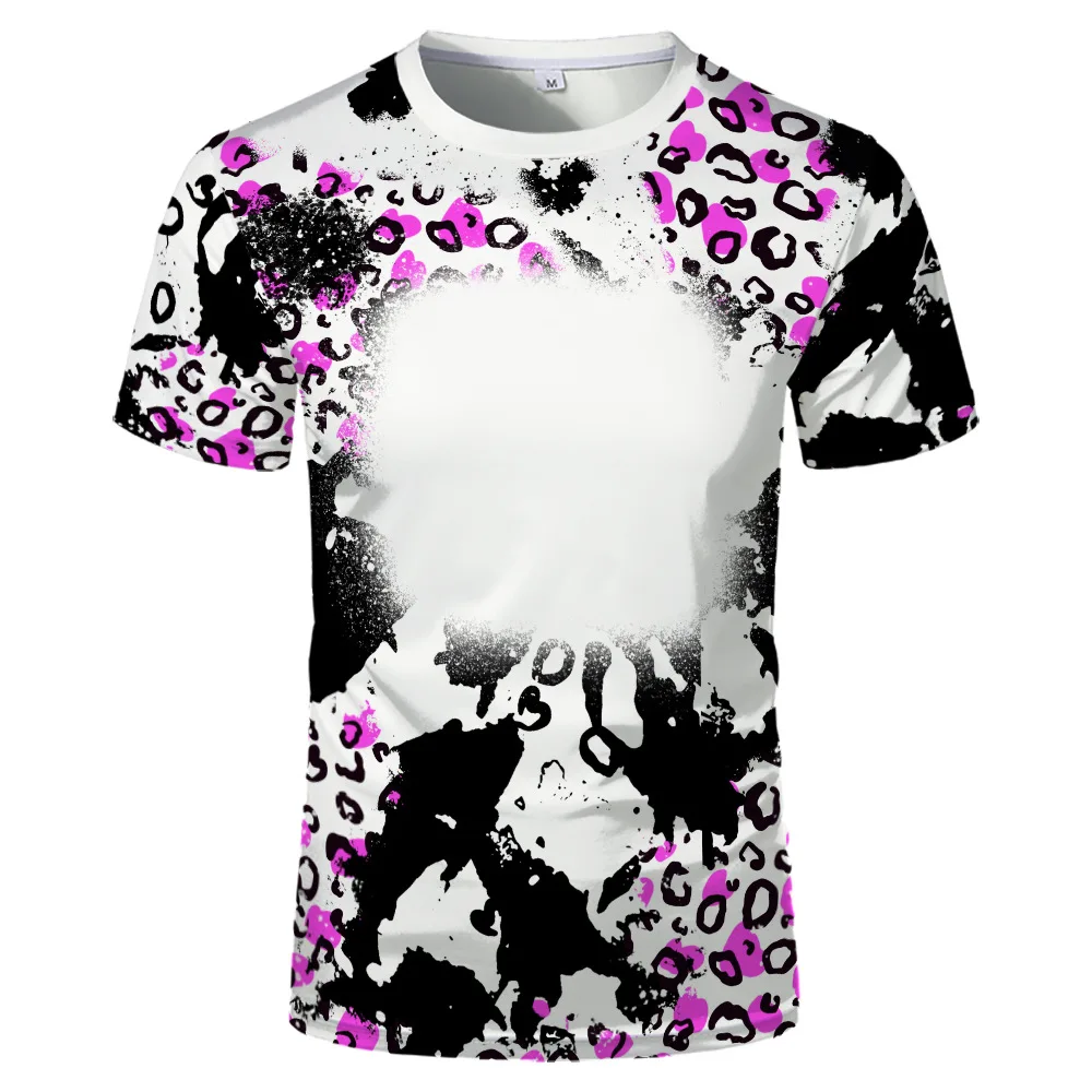 Sublimation Polyester Spot Tie-dye Round Collar Unisex Short Sleeve Thermal Transfer Color Wholesale Girl Short Sleeve T-shirt