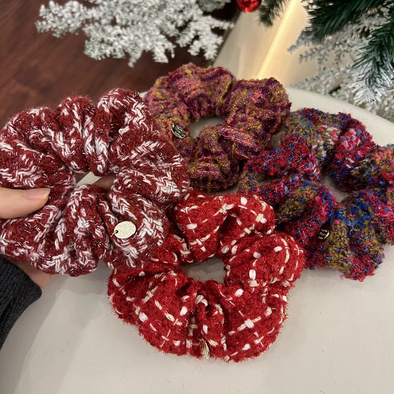 2025 fashion christmas scrunchie for women big red hair rubber