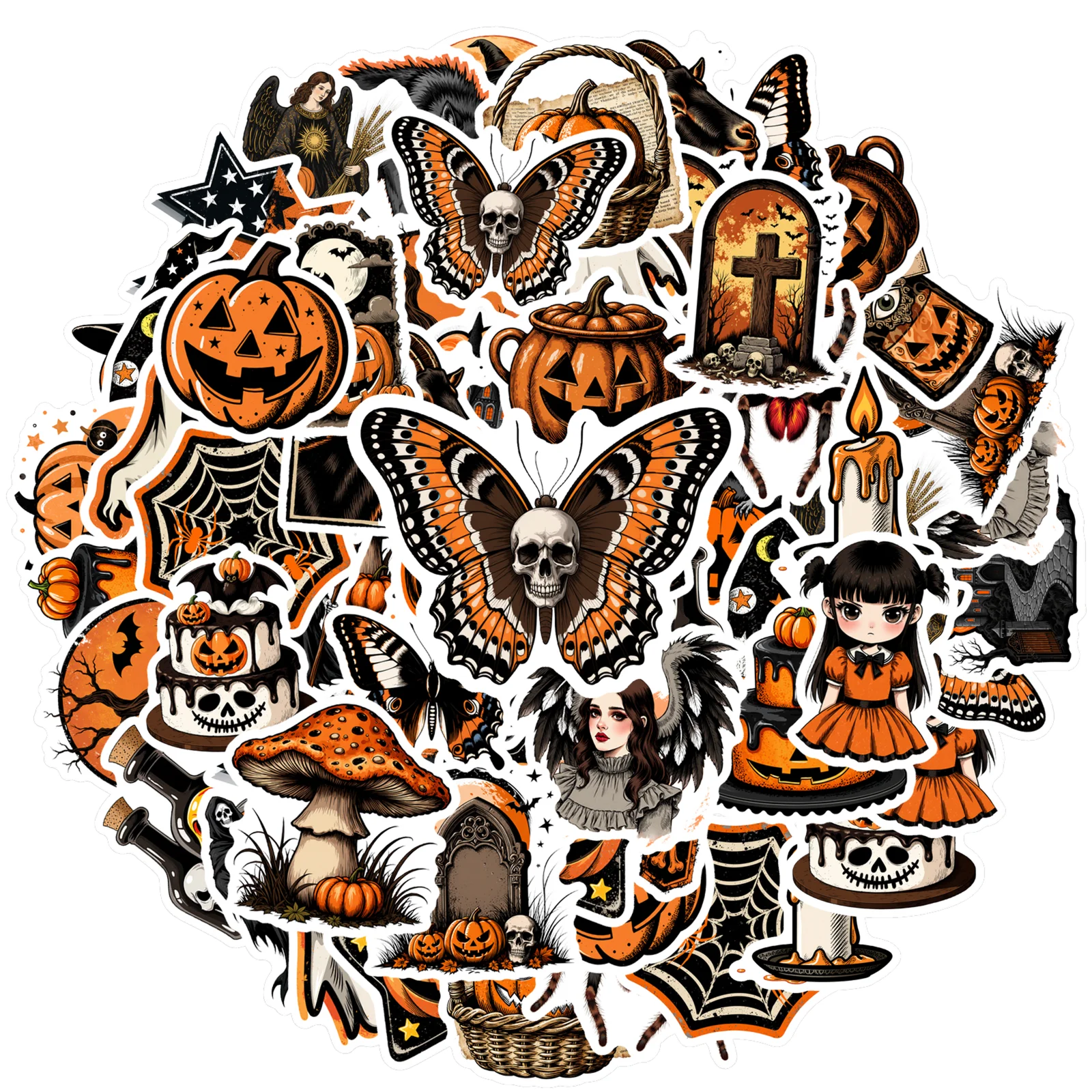 35pcs Gothic Gothic Stickers Vintage Black Cat Gothic Stickers Halloween Stickers For Notebook Luggage Mobile - view 2