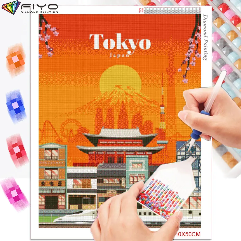 DIY 5D Diamond Painting Tokyo City Scenery Picture Mosaic Full Diamond Rhinestones Embroidery Cross Stitch Set Home Decoration