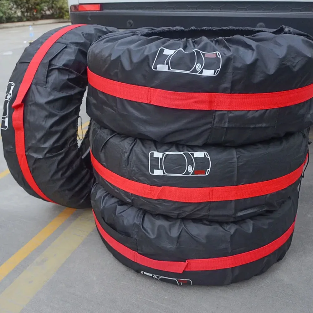 Car Spare Tire Cover Polyester Car Tyre Storage Bags Automobile Spare Tire Storage Protection Dustproof Cover Tyre Accessories