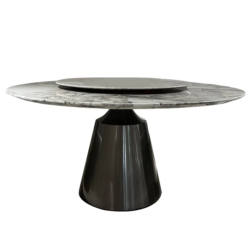 

Luxury stone dining table, Italian high-end home round table, villa hotel light luxury natural marble dining table