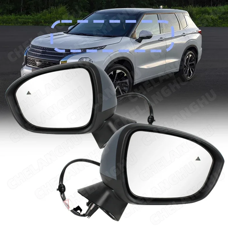 

1Pair 9+1Pin Reversing Mirrors For Mitsubishi Outlander PHEV 2023 2024 Rear Mirror Assembly With Turn Lamp Camera Paintable