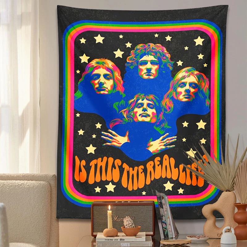 70s 60s Retro Tapestry disco modern Poster Is this the real life Psychedelic Hippie starry Vintage background Wall Home Decor