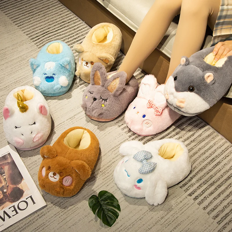 

Cute Cartoon Sanrio Cinnamoroll Plush Slippers Indoor Warm Home Couple Cotton Slippers for Autumn and Winter Festival Gift