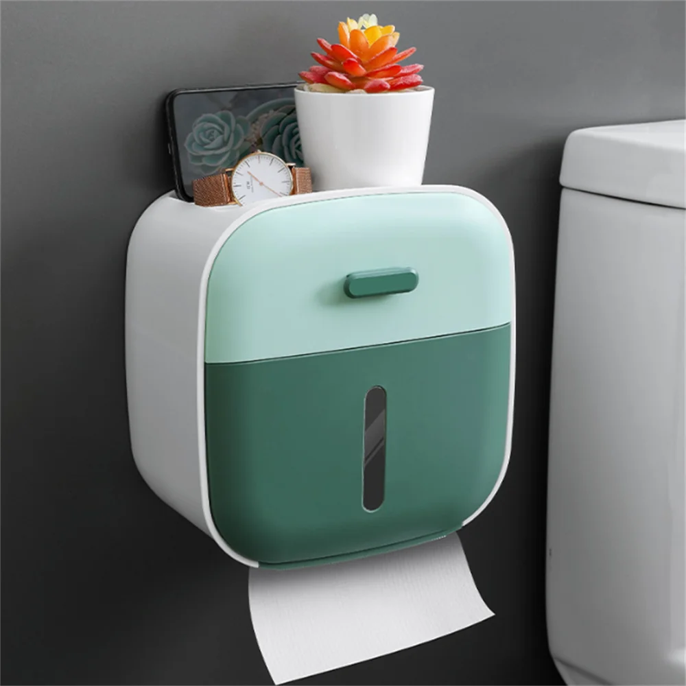 

High Quality Toilet Paper Box Punch-free Tissue Holder Waterproof Storage Rack Wall-mounted Bathroom Toiletries Storage Box