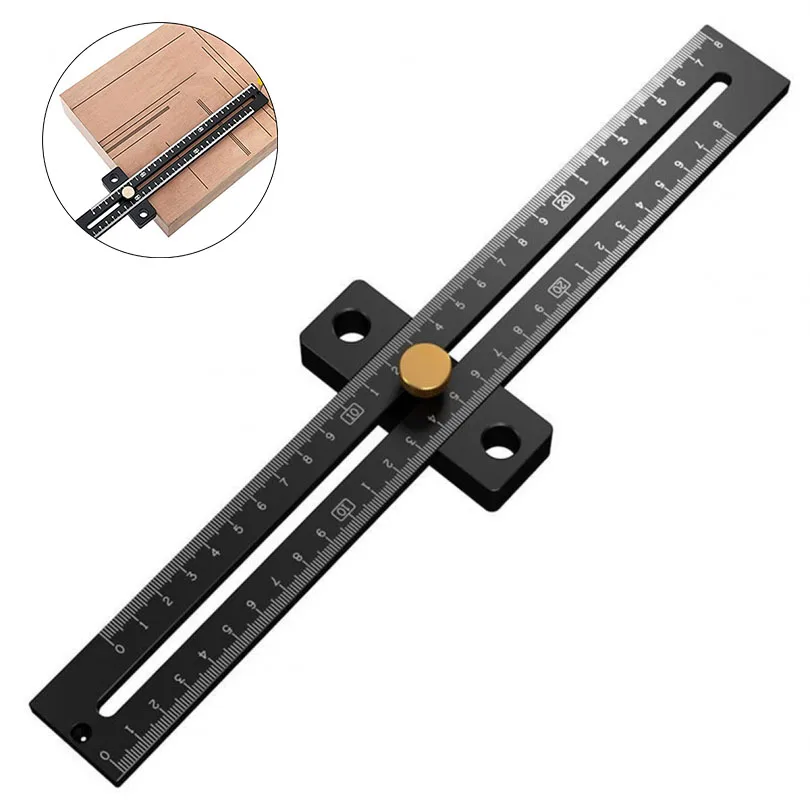 

280mm T Type Track Ruler Woodworking Scribing Ruler Metric Scale Aluminum Alloy T Type Scribing Ruler Measuring Gauging DIY Tool