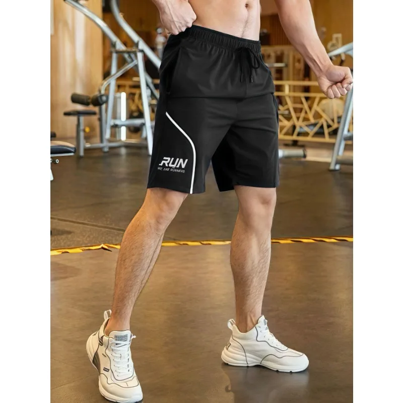 

Men's personalized reflective strip embossed elastic drawstring running fitness pants casual fashion simple shorts