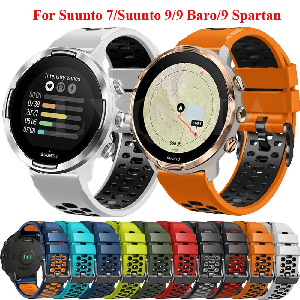 24mm Silicone Watch Band for Suunto 9/7/D5/Spartan Sport/Wrist HR Sport Breathable Strap Watchband Bracelet for Suunto 9 Baro