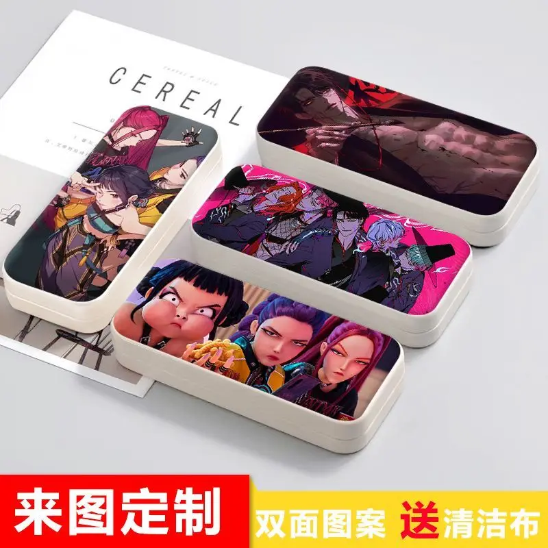 KPop Demon Hunters Rumi Mira estuche para gafas lindo dibujos animados Anime caja de almacenamiento portátil resistente a la presión para estudiantes regalo de cumpleaños