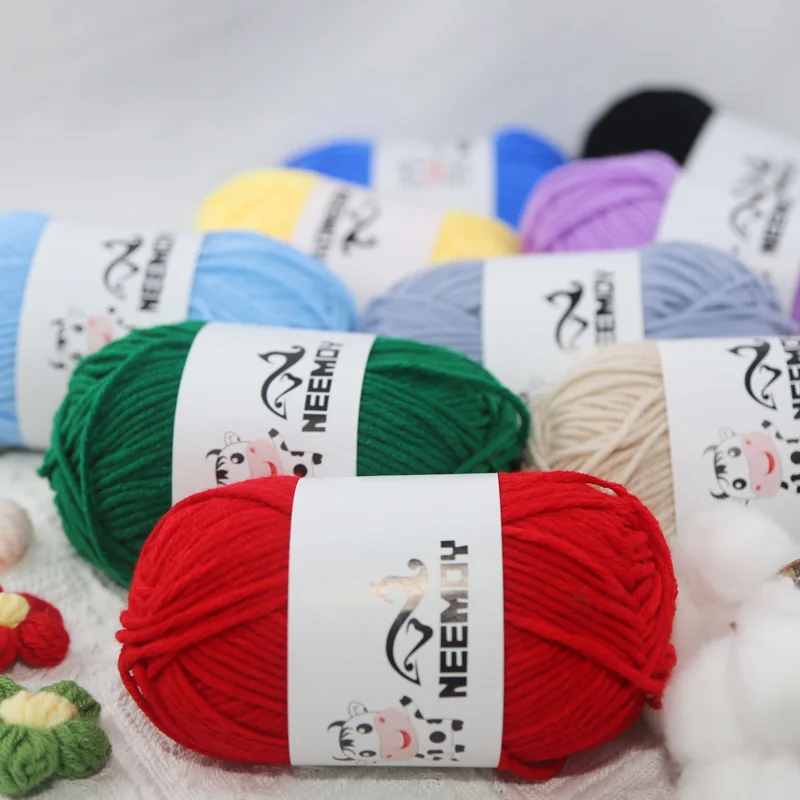 NEEMOY 5pcs Total 250g Milk Cotton Knitting Yarn Soft Tufting Baby Crochet Knitted Yarn for Hand Knitting Worsted Thread Line