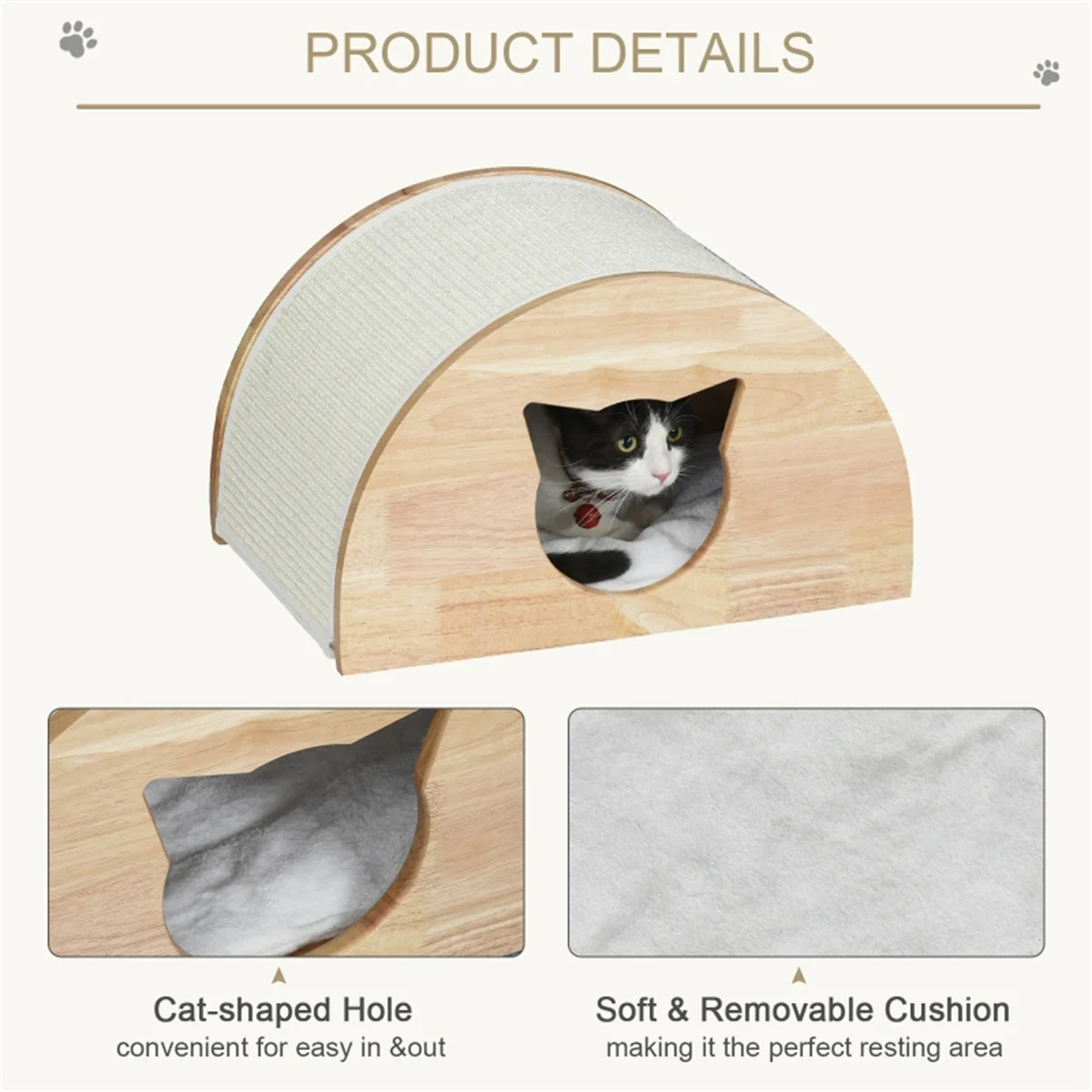 Cat Beds For Indoor Cat Wooden Comfortable Cat House Cozy Cat Bed Cave Multi Small Pet Large Kitty, Sturdy Structure Cat House