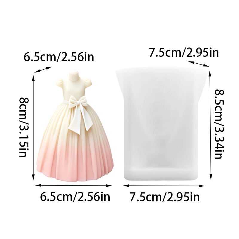 Princess Dress Candle Mold Silicone DIY Aromatherapy Candle Plaster Mold Girly Dress Ornament Making Tool
