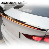 SEAMETAL 120cm luz Led de alerón Universal de fibra de carbono alerón trasero de coche lámpara de flujo la tercera luz de freno luces de señal de parada 12V