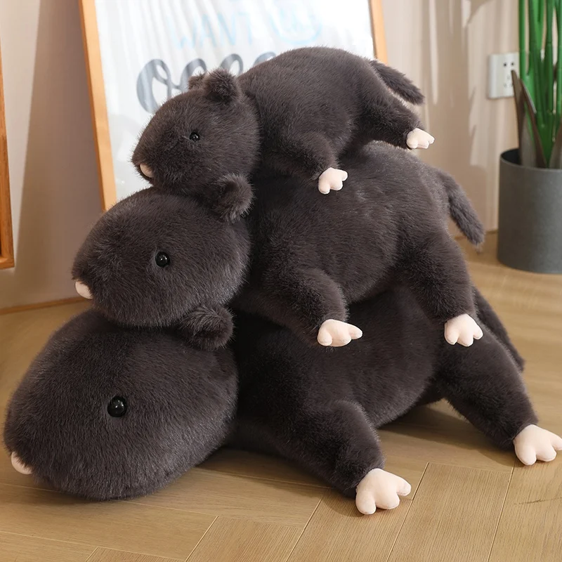 

35/50/70cm Lifelike Giant Mouse Plush Toy Soft Stuffed Animal Kawaii Lying Gray Mouse Pillow Babys Accompany Doll for Kids Gifts