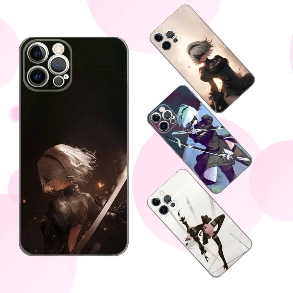

N-Nier A-Automata 2b Anime Phone Case For iPhone 16e,16,15,14,13,12,11 Plus,Pro,Max,XR,XS,X,Plus,SE,Mini Transparent Soft Cover