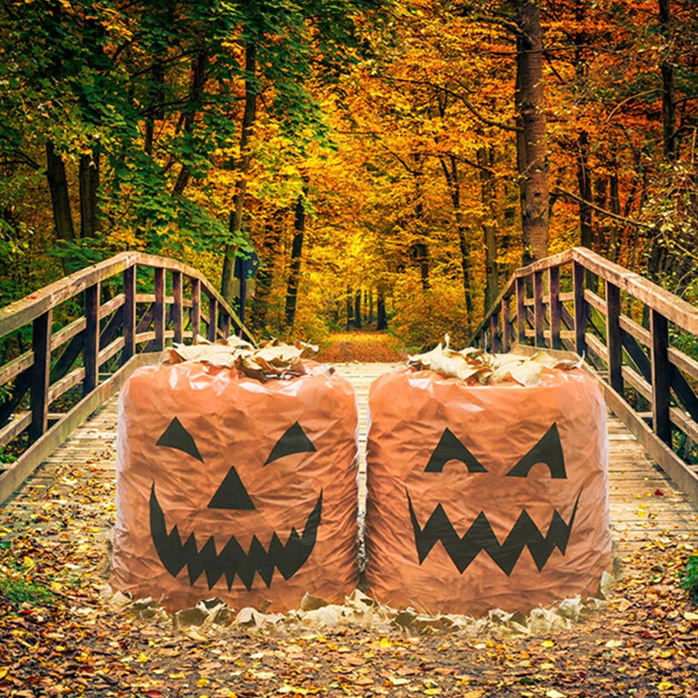 Große Halloween Kürbis Kunststoff Müll Blatt Taschen für zu Hause im Freien Herbst Garten Garten Dekoration Rasen tasche Halloween Party Requisiten – Detail 1