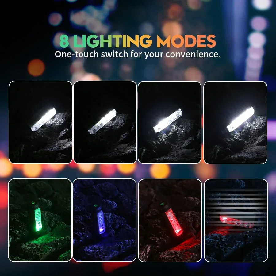 Portable Mini LED Headlight USB Charging Red Warning Light Headlight Clip Waterproof Flashlight Camping Fishing Magnetic Light
