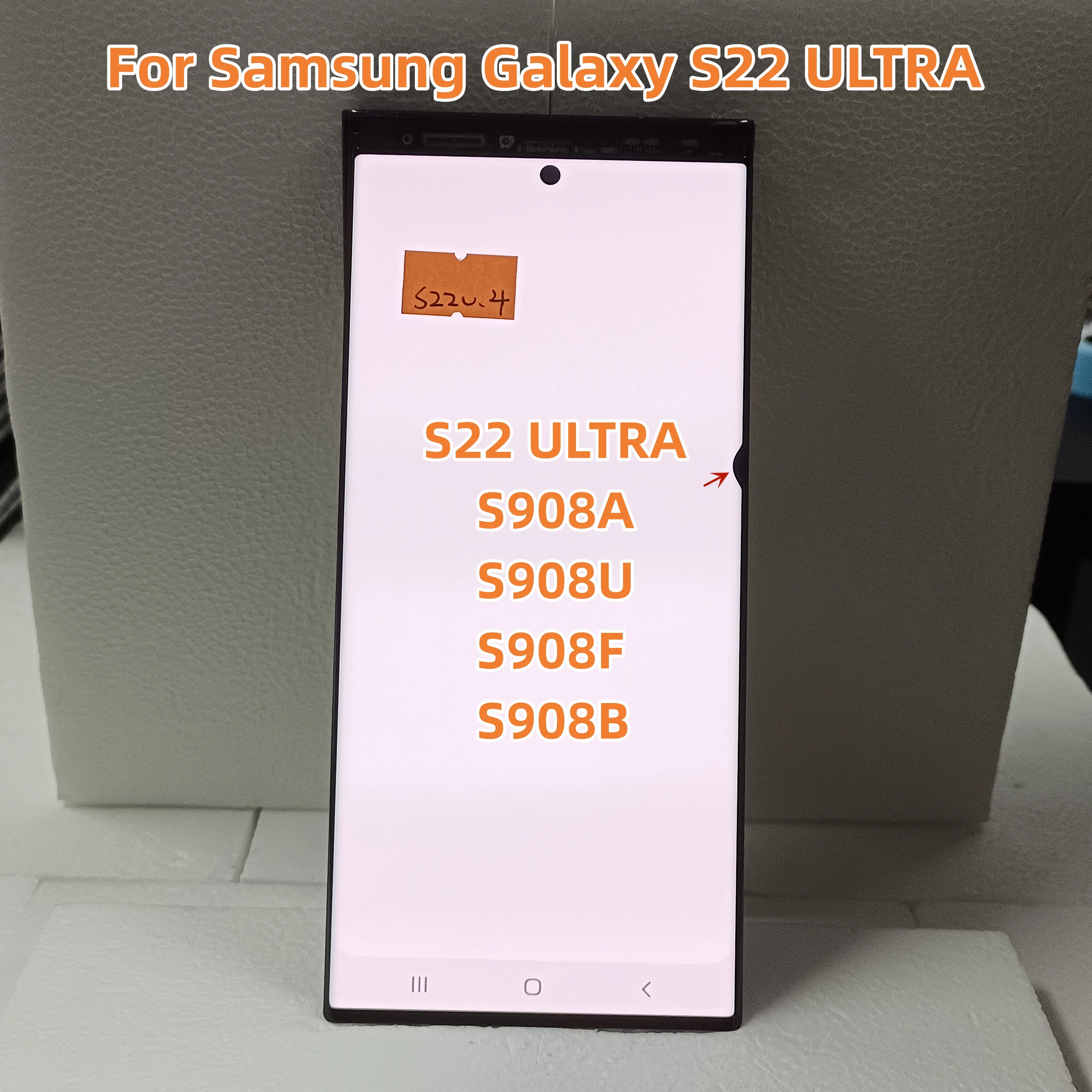 100% Test AMOLED For Samsung S22 Ultra Display S908 S908b S908u Touch Screen Replacement With Defects For Galaxy S22 Ultra Lcd