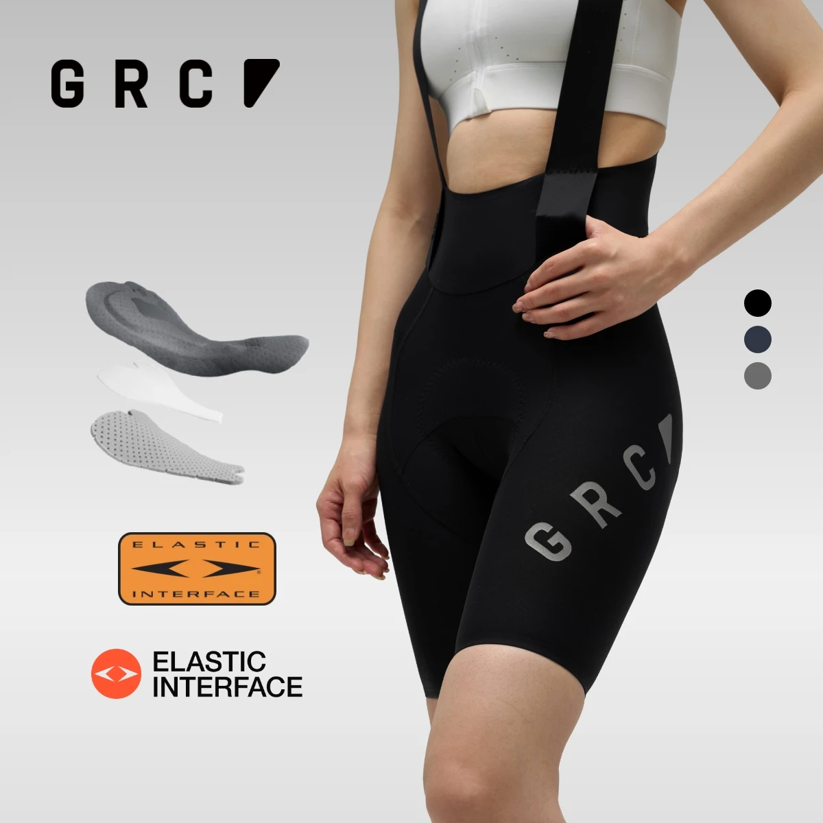GRC Cycling Apparel Women's Black Label Bib Shorts High Waist Cycling Underwear Breathable Compression Cycling Pants