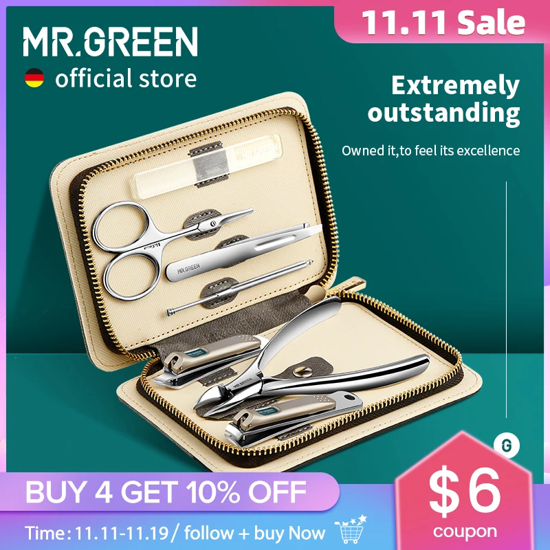 mrgreen-男性と女性のためのステンレス鋼の対照的な色のマニキュアセット高品質のトラベルケース