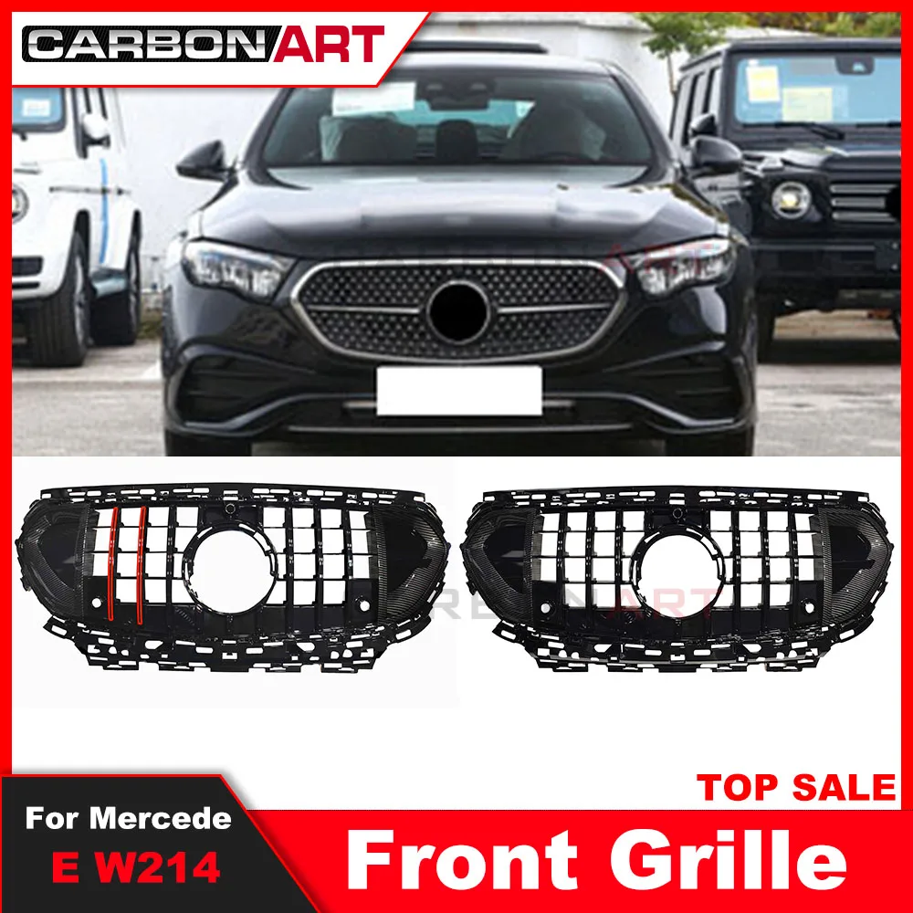 24+ For New E class W214 GT Grille Black Red Style For E Class W214 Front Bumper Racing Grill For Mercede 2024+ E260 E300  GRILL