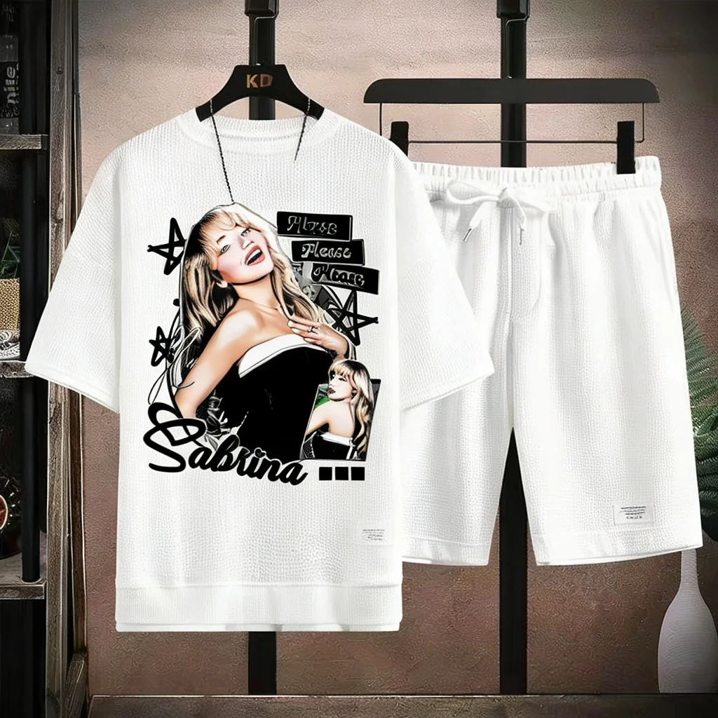 

Biker Style Waffle Tracksuit Men West Coast Choppers Long Beach Graphic T-Shirt And Shorts Set Punk Outfit 2026