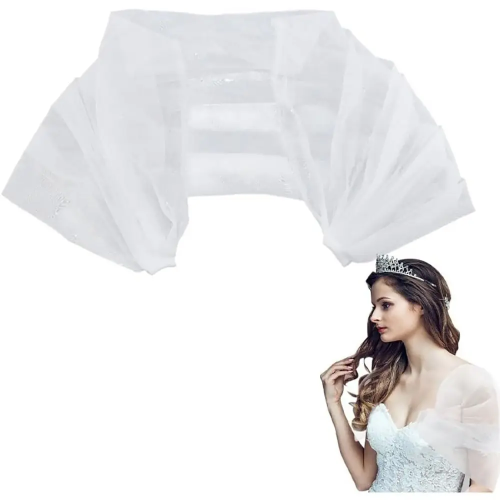 Portable Off Shoulders Bridal Shawl Versatile Elegant Multi Layer Shawl Stylish Multi Layer Tulle Shawl Costume Accessories