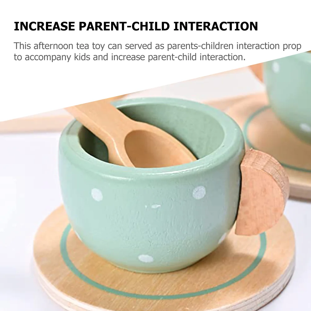 Tea Set Toys Exquisite Design Educational Ceramics Realistic Miniature Tableware Wooden Kids