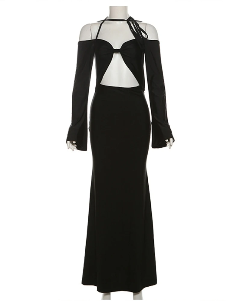 Seksowna sukienka w nowym stylu, z wyciętymi plecami i paskami, w jednolitym kolorze, dla kobiet